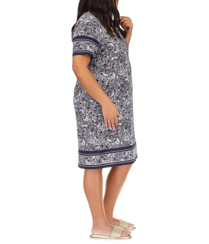 Plus Size Paisley Border Hem Dress