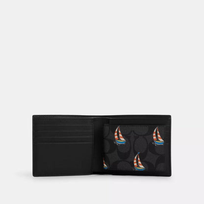 Coach Outlet 3 In 1 Wallet In Signature Canvas With Sailboat Print