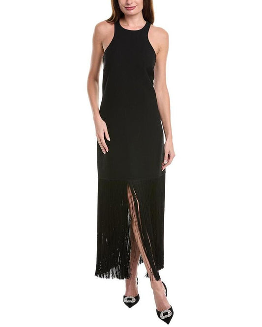 Double-Faced Fringed Wool Maxi Dress