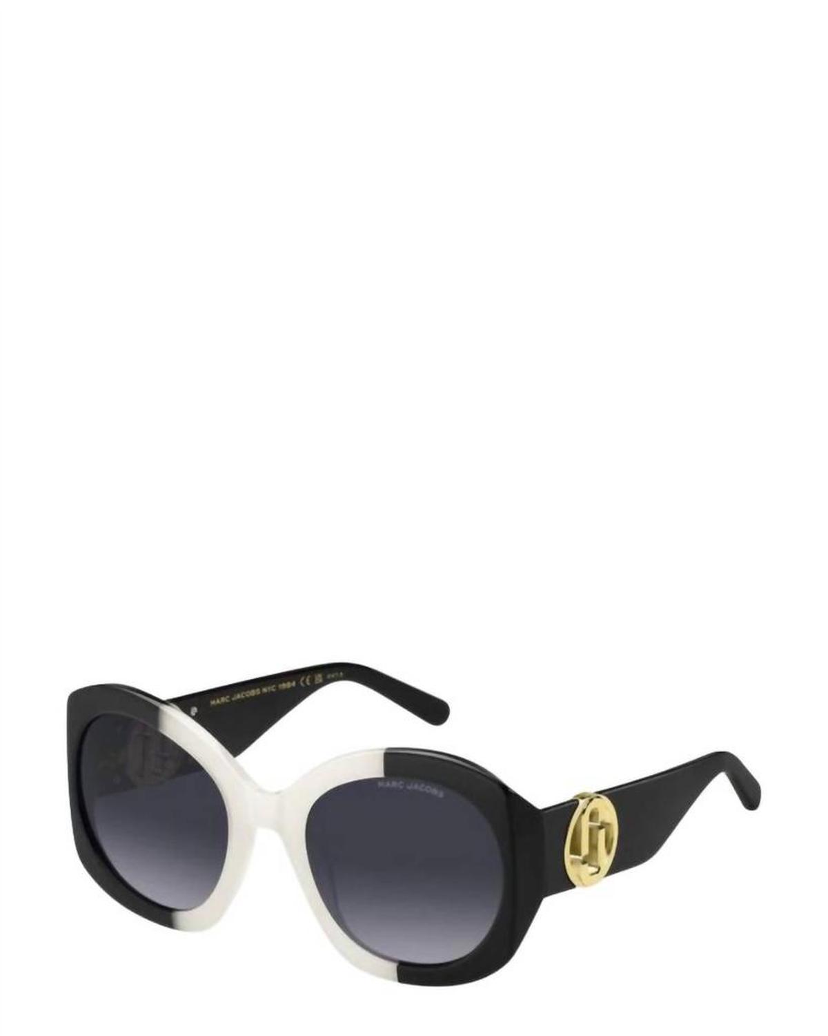 Women's Oversized Two Tone Sunglasses In White Black/dark Grey