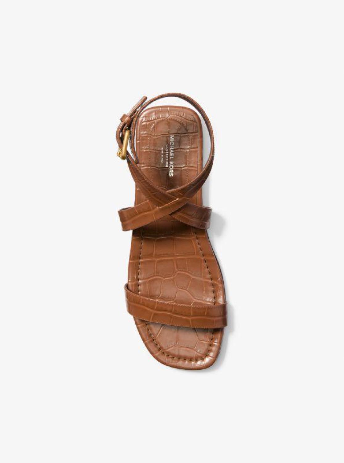 Bridgette Crocodile Embossed Leather Sandal