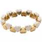 Two-Tone Polished Heart Double Row Stretch Bracelet