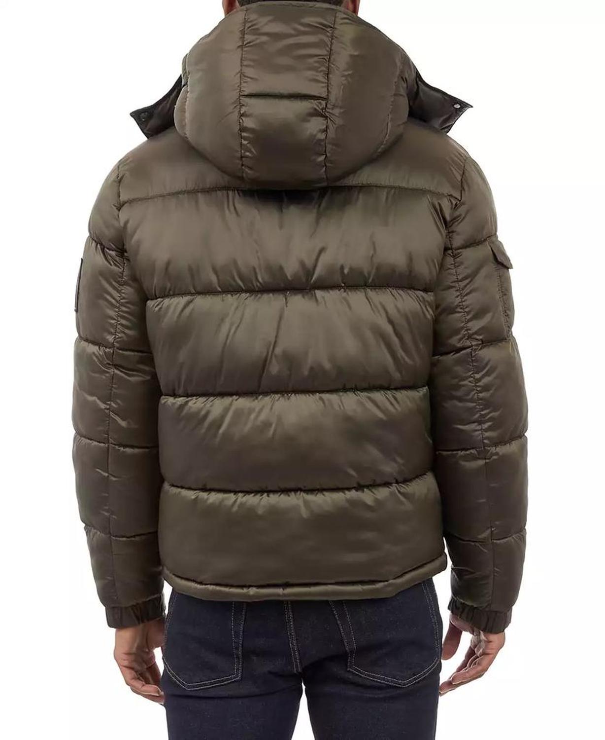 Men's Heavyweight Metallic Finish Hooded Puffer Jacket