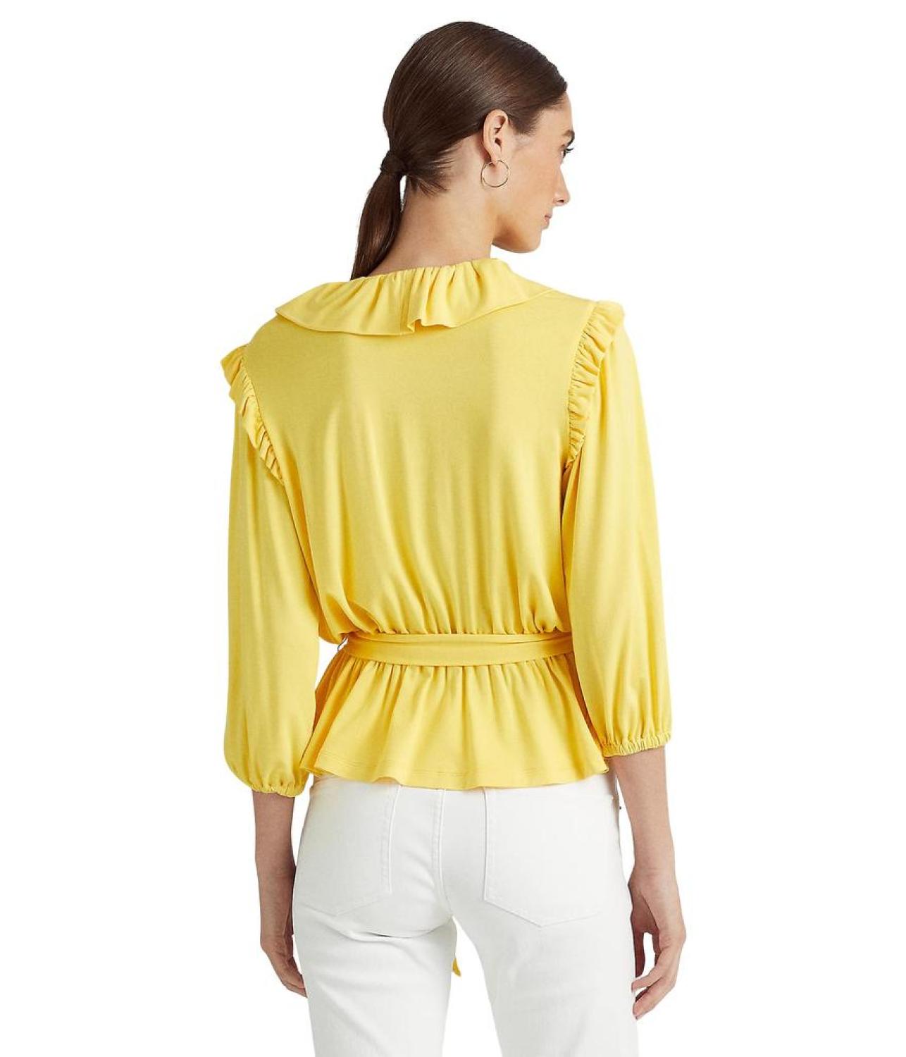 Belted Jersey Peplum Top