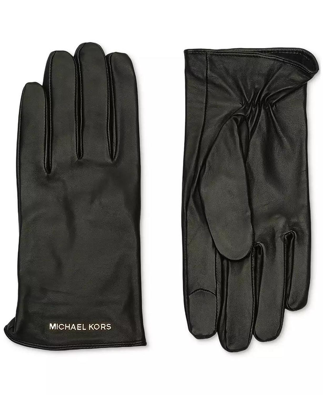 MICHAEL Women's Logo Detail Leather Tech Gloves