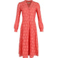 Michael Michael Kors Long Sleeve Midi Dress in Coral Cotton Lace