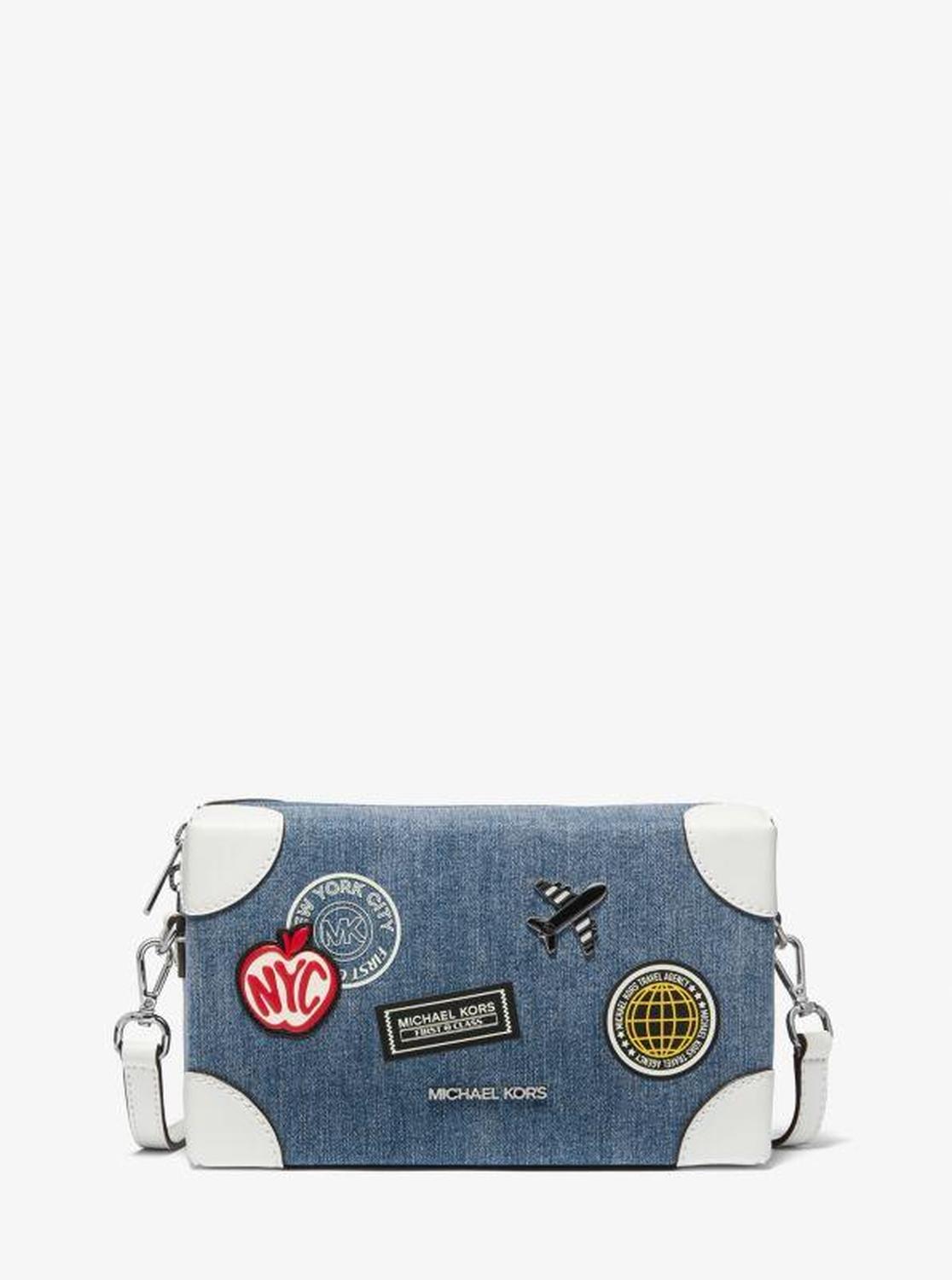 Jeanie Small Embellished Denim Crossbody Bag