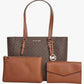 Charlotte Large 3-In-1 Tote Crossbody Handbag Leather In Brown