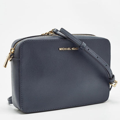 Michael Kors Navy Blue Leather Jet Set East West Crossbody Bag