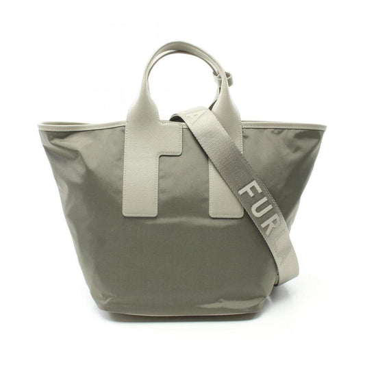 Leather Nylon Canvas Tote Bag