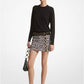 Leopard Print Stretch Cotton Broadcloth Skirt