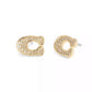 Faux Stone Signature Pave C Stud Earrings