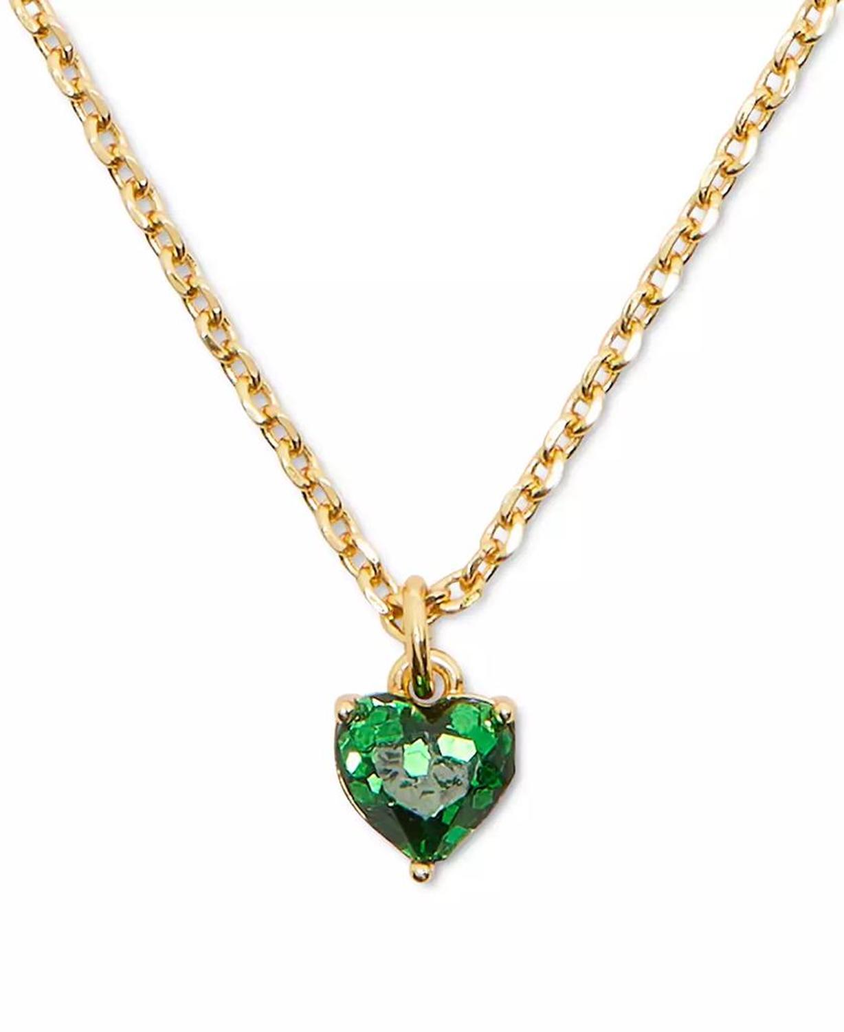 Gold-Tone Stone Heart Pendant Necklace, 16" + 3" extender