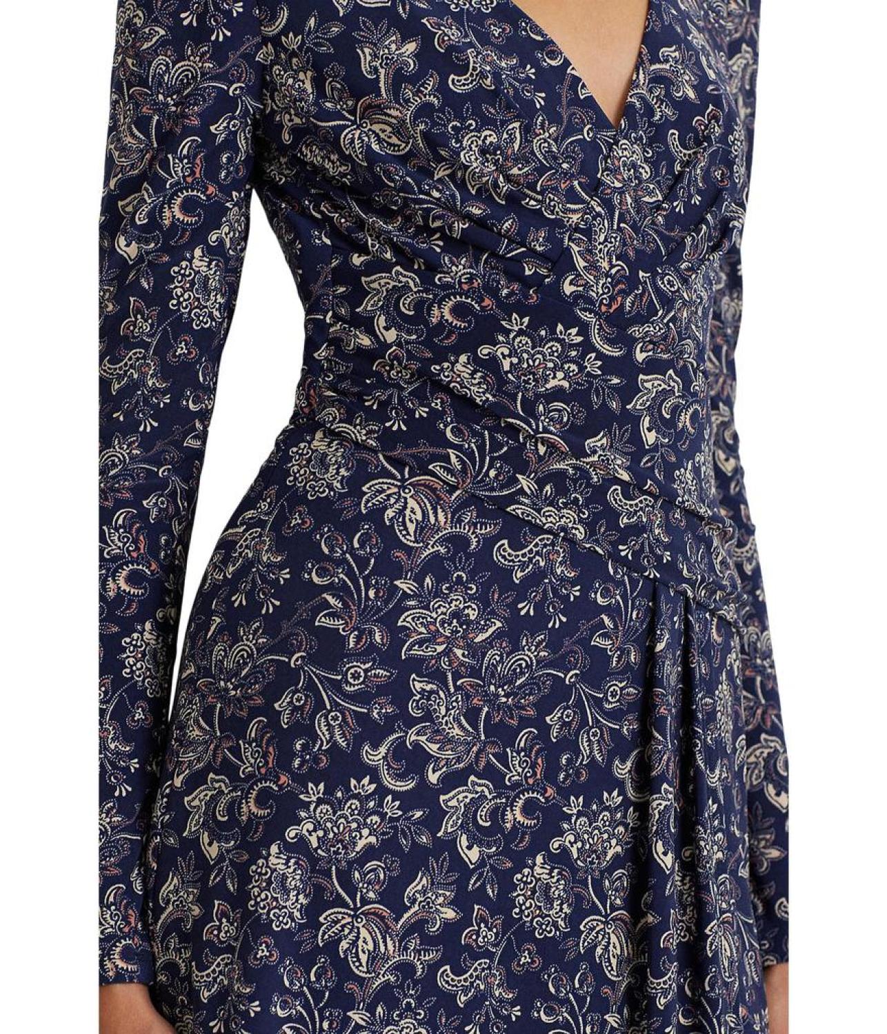 Floral Stretch Jersey Long-Sleeve Dress