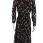 Michael Kors Collection Womens Silk A Line Dress Black Brown