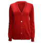 V-neck Cardigan in Red Cashmere