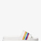 Tyra Rainbow Stripe Embossed Leather Slide Sandal