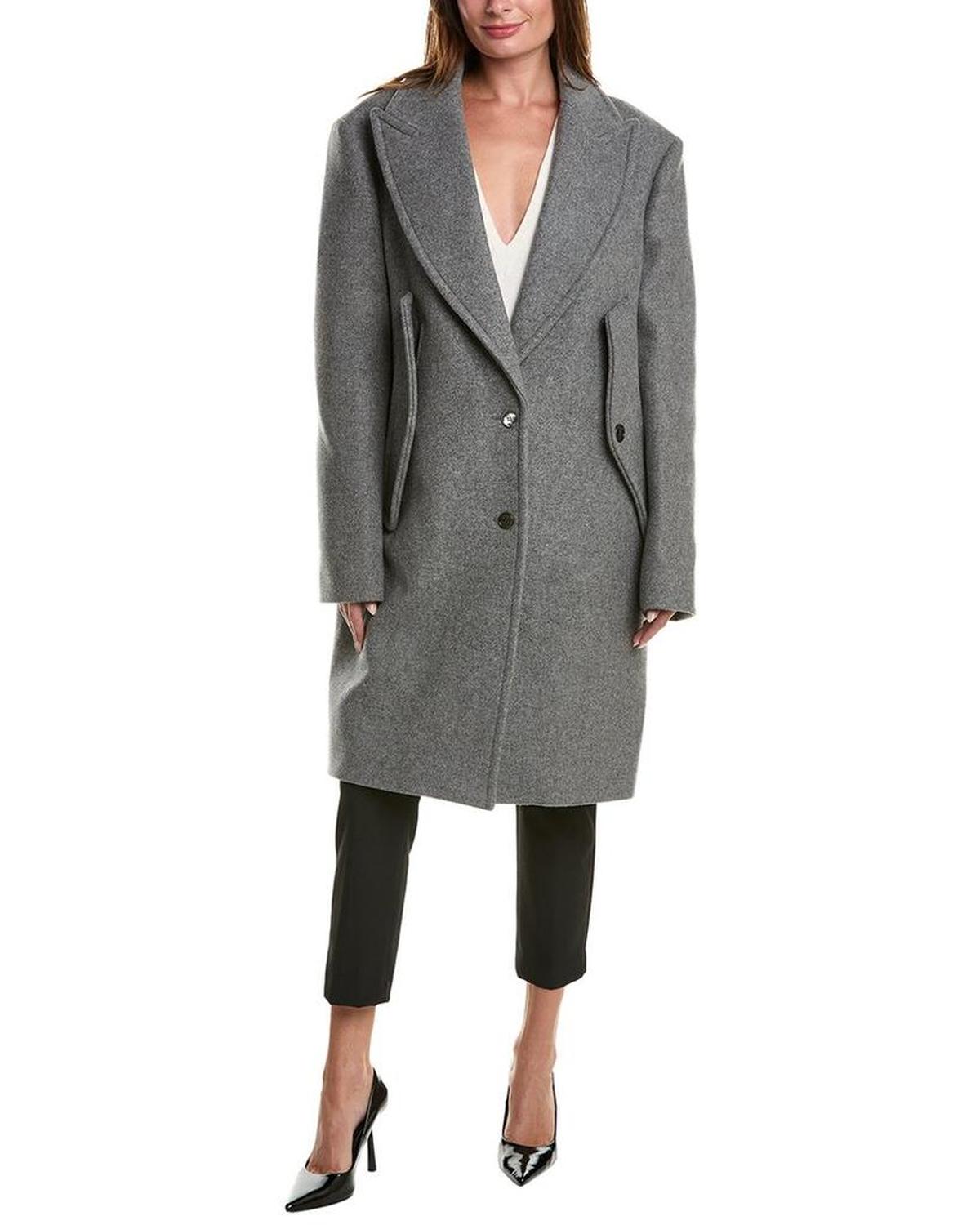 Michael Kors Collection Reefer Slit Sleeve Wool Coat