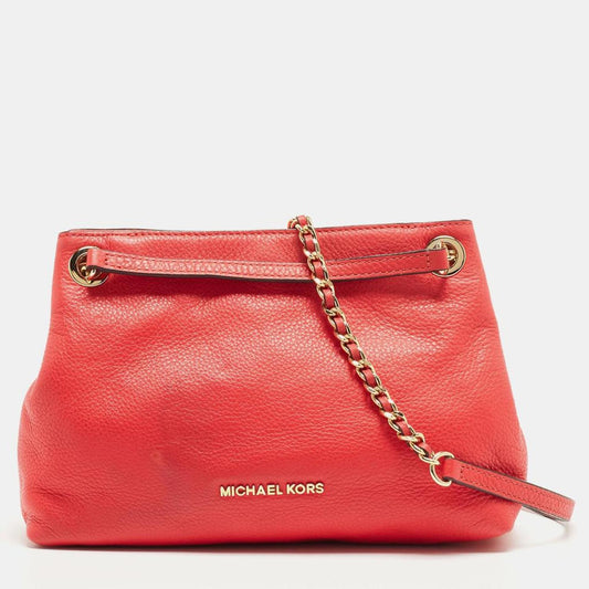 Michael Michael Kors Coral Leather Jet Set Chain Shoulder Bag