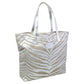 Michael Kors Silver/beige Canvas And Patent Leather Tote