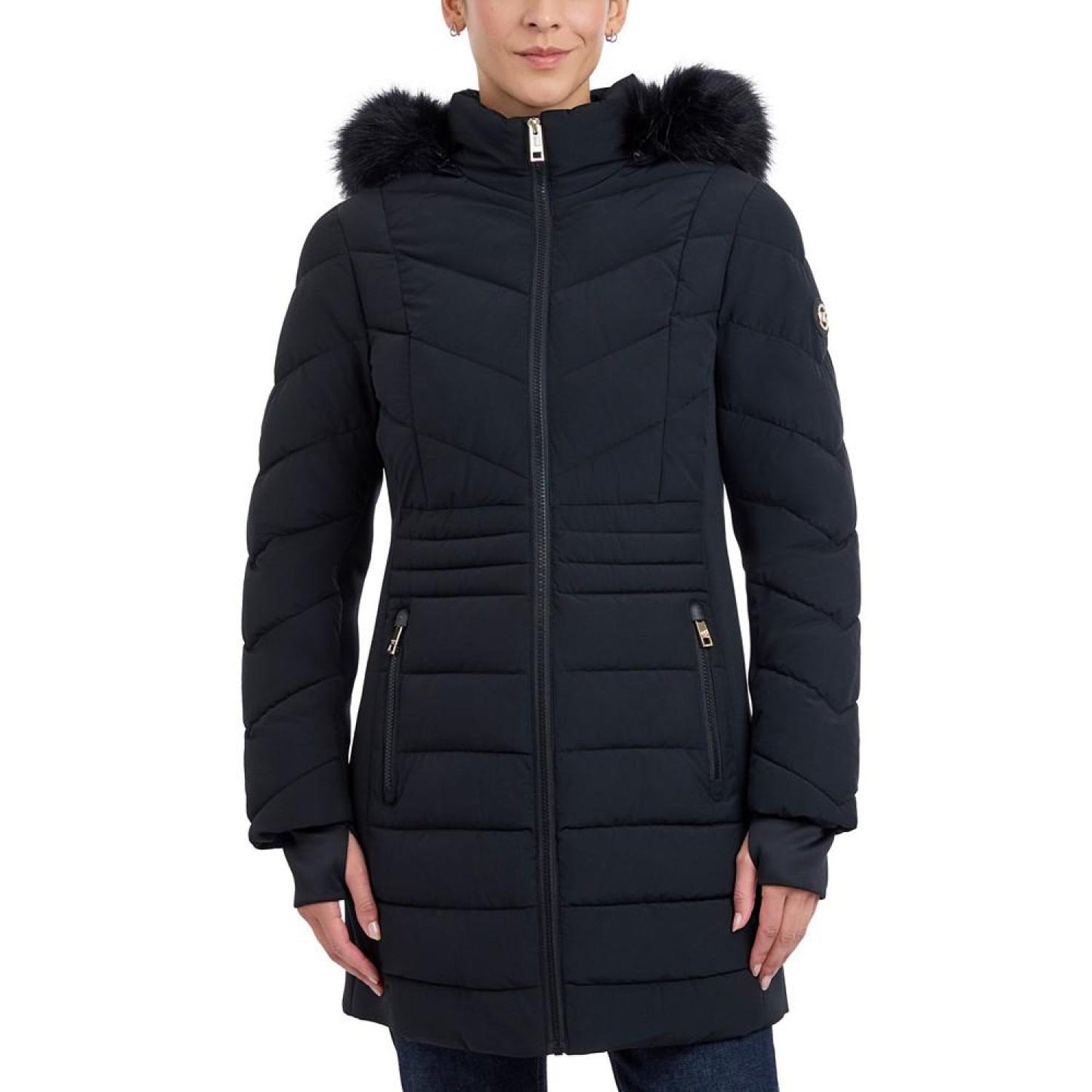 Women's Faux-Fur-Trim Hooded Puffer Coat, Created for Macy's