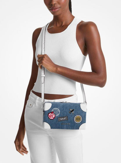 Jeanie Small Embellished Denim Crossbody Bag