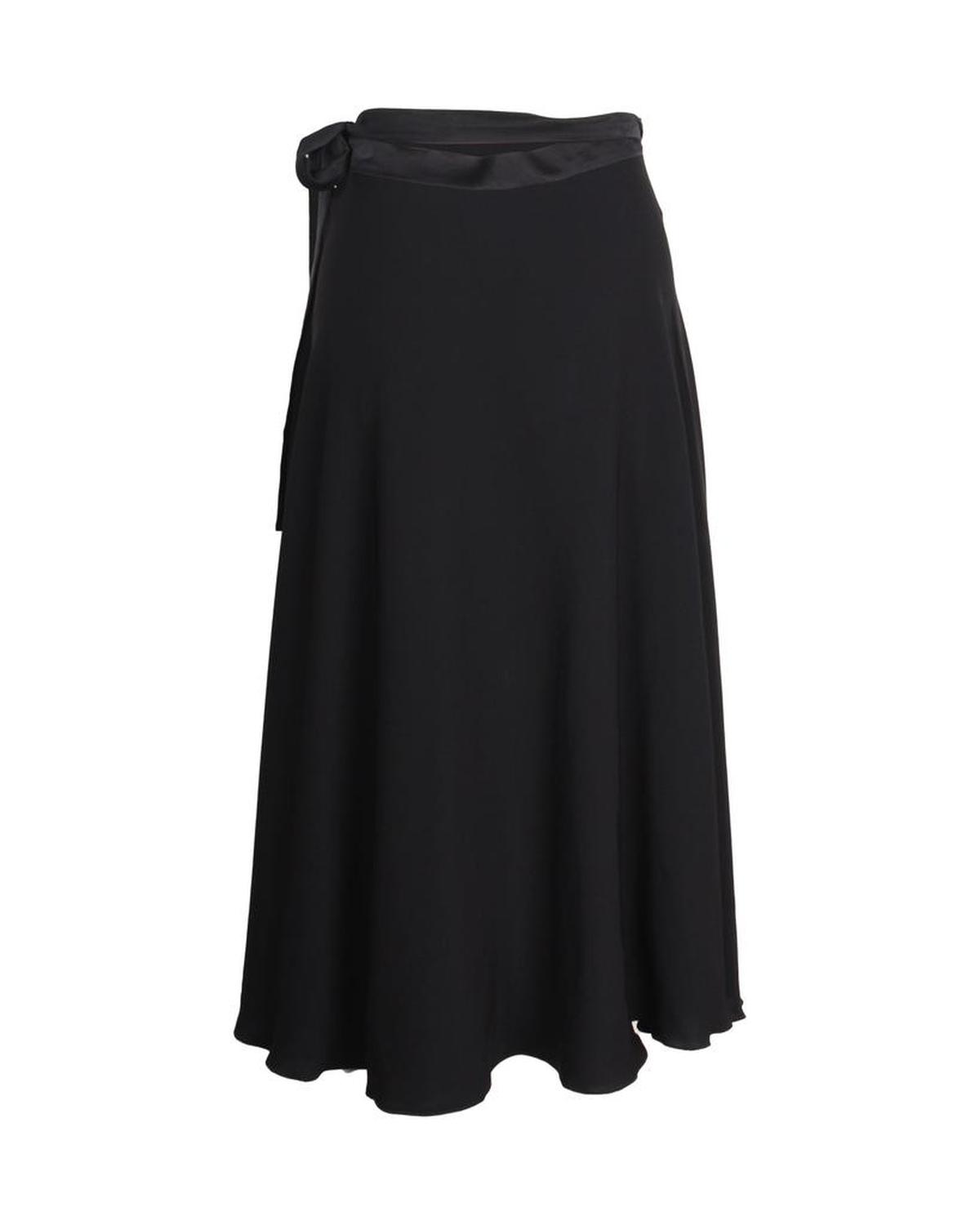 Max Mara Wrap Midi Skirt in Black Triacetate