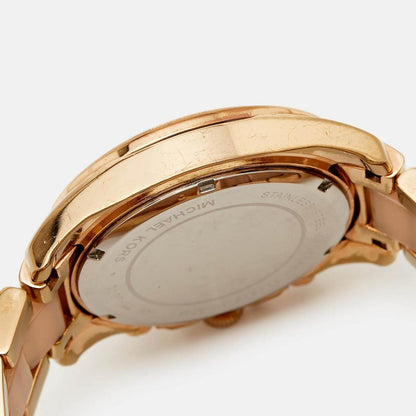 Michael Kors Champagne Gold Plated Stainless Steel Acetate  Blair Mk5943 Women's Wristwatch 38 Mm