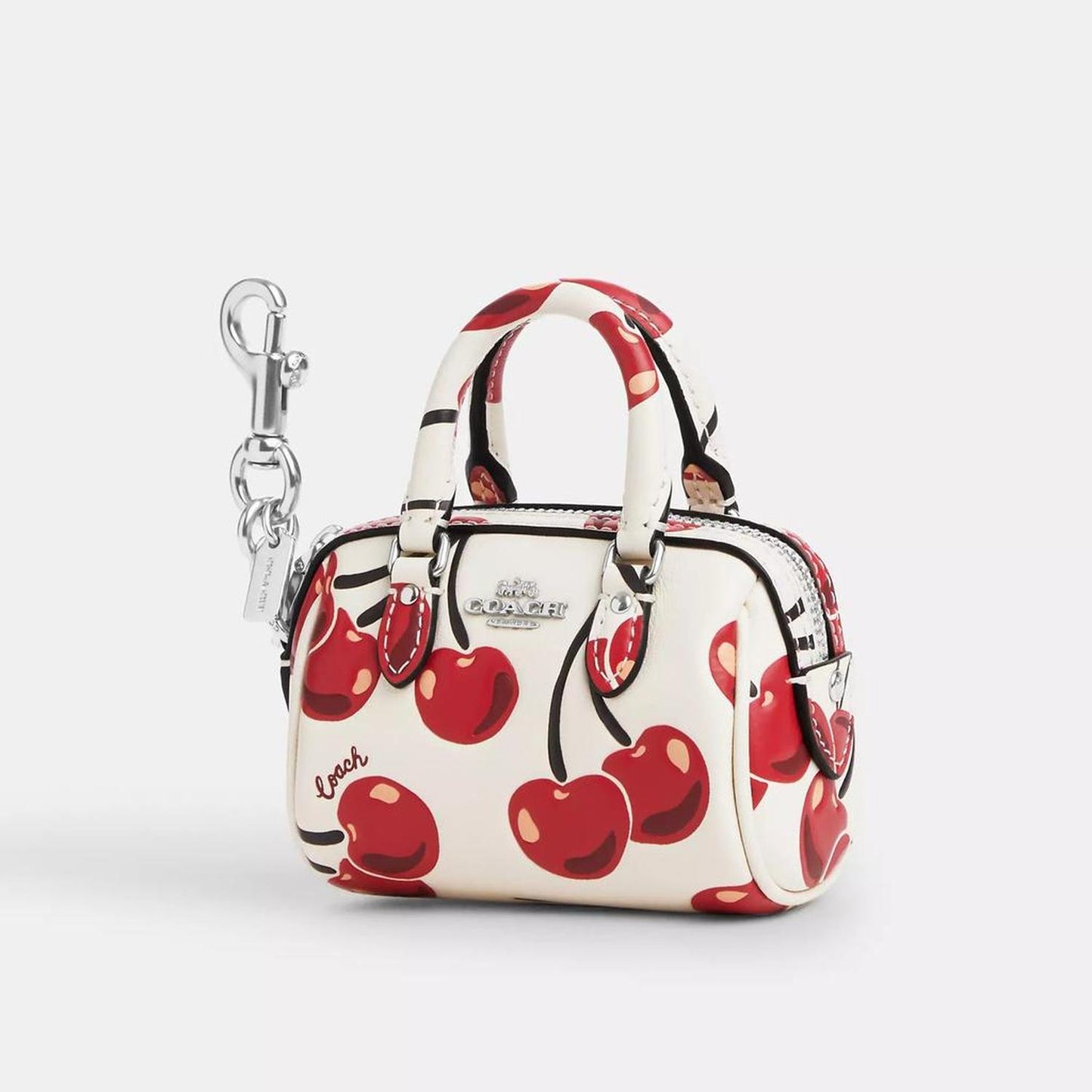 Mini Rowan Bag Charm With Cherry Print