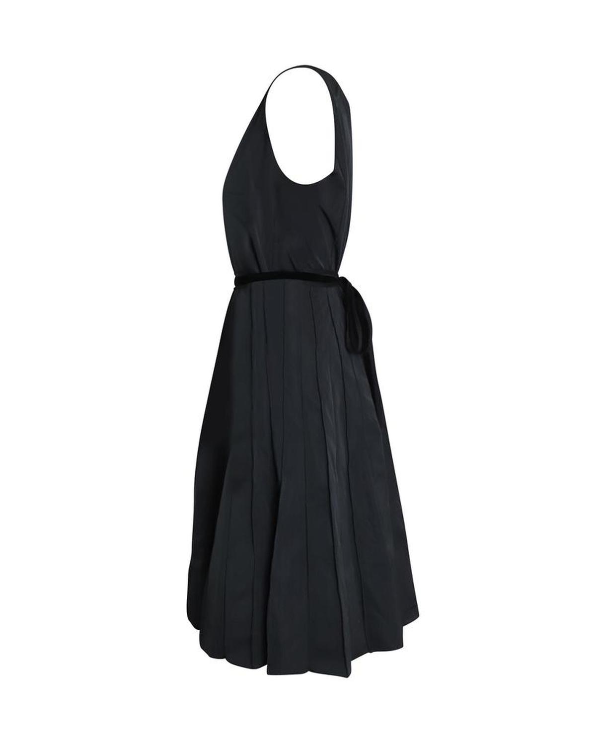 Marc Jacobs Pleated Sleeveless Dress in Black Polyester