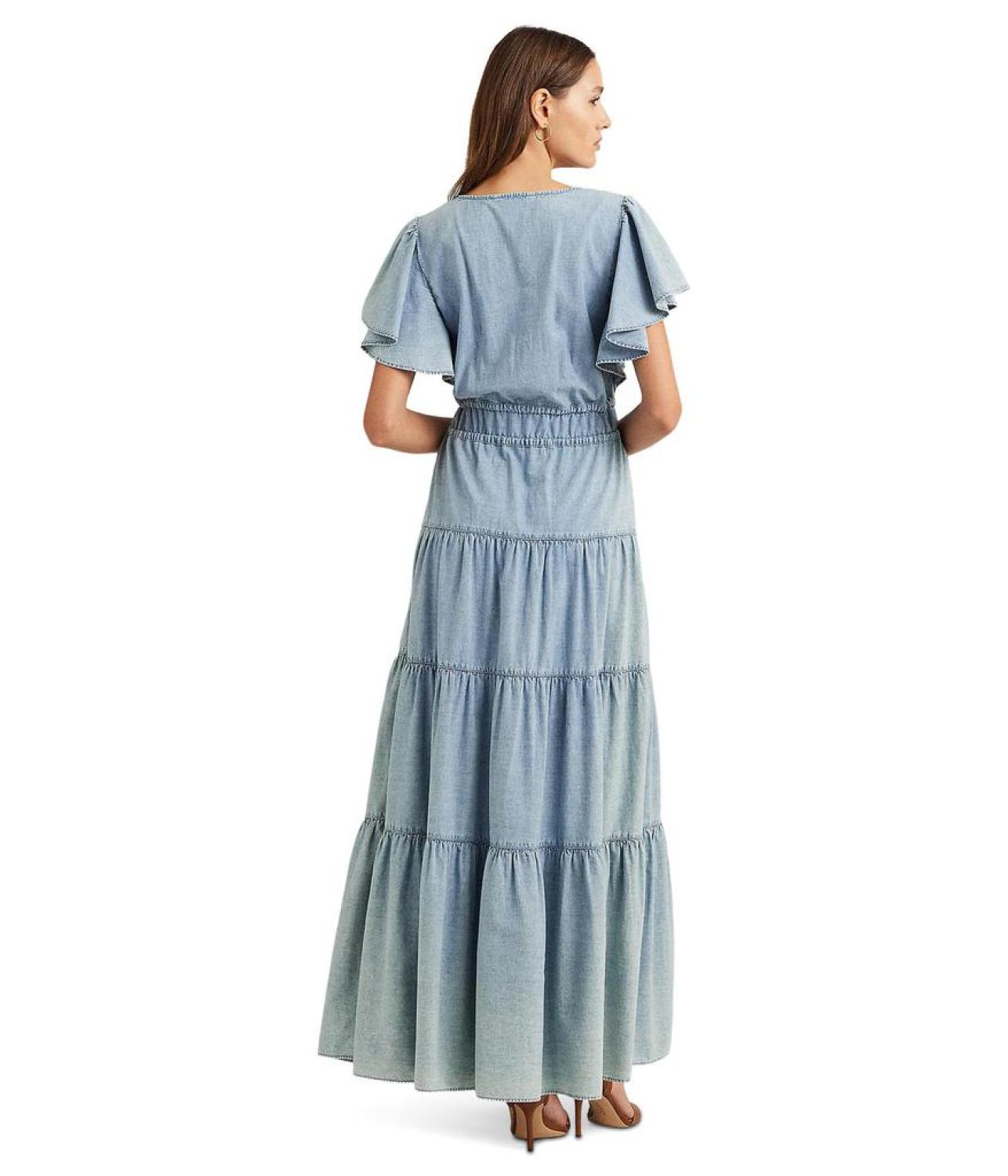 Petite Chambray Tiered Maxidress