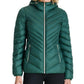 Michael Michael Kors Women's Green Chevron Double Layer Zipper 3/4 Hooded Packable Coat