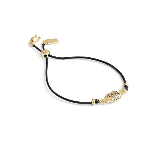 Faux Stone Signature Padlock Leather Slider Bracelet