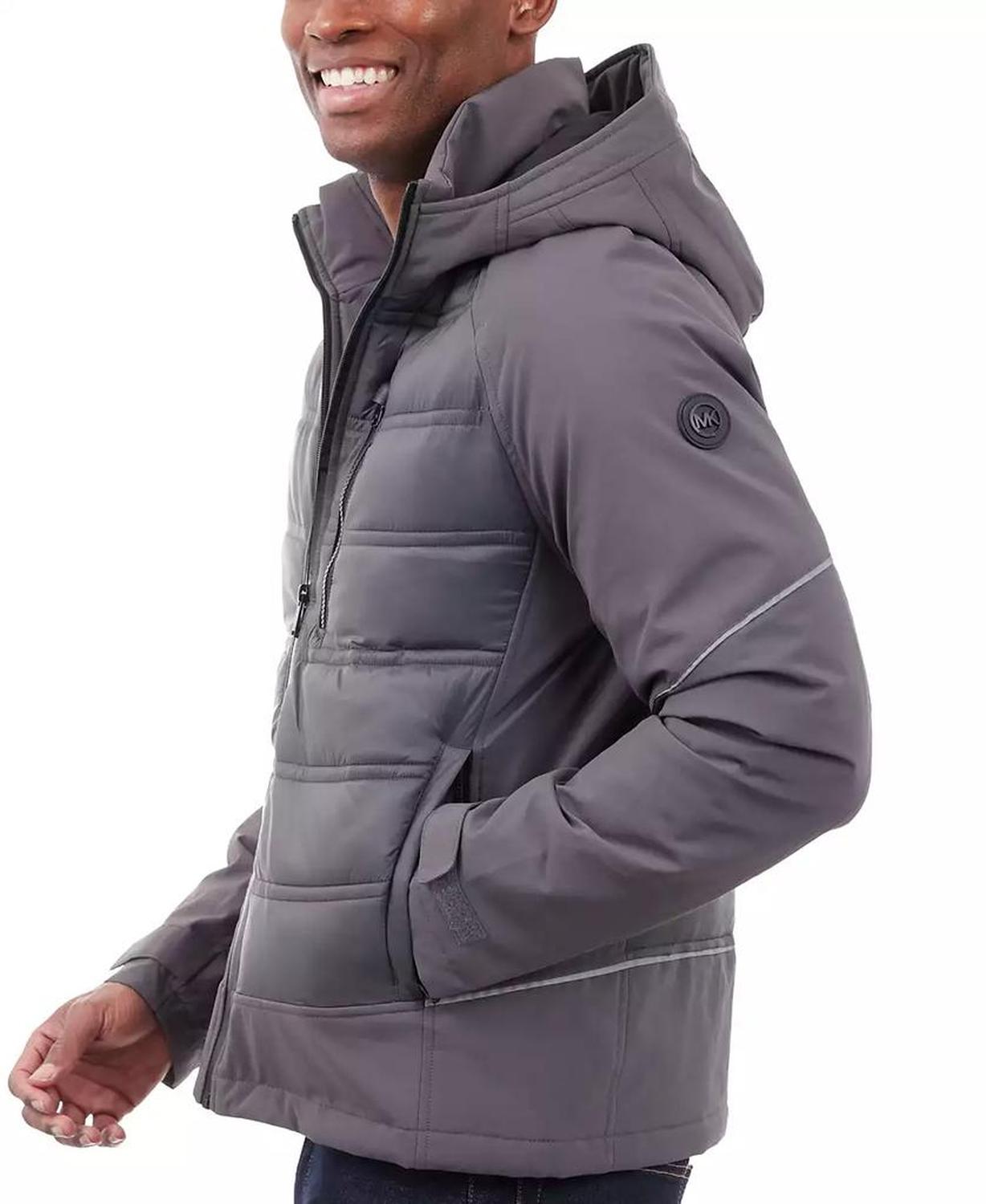 Men's Mixed-Media Full-Zip Hooded Jacket