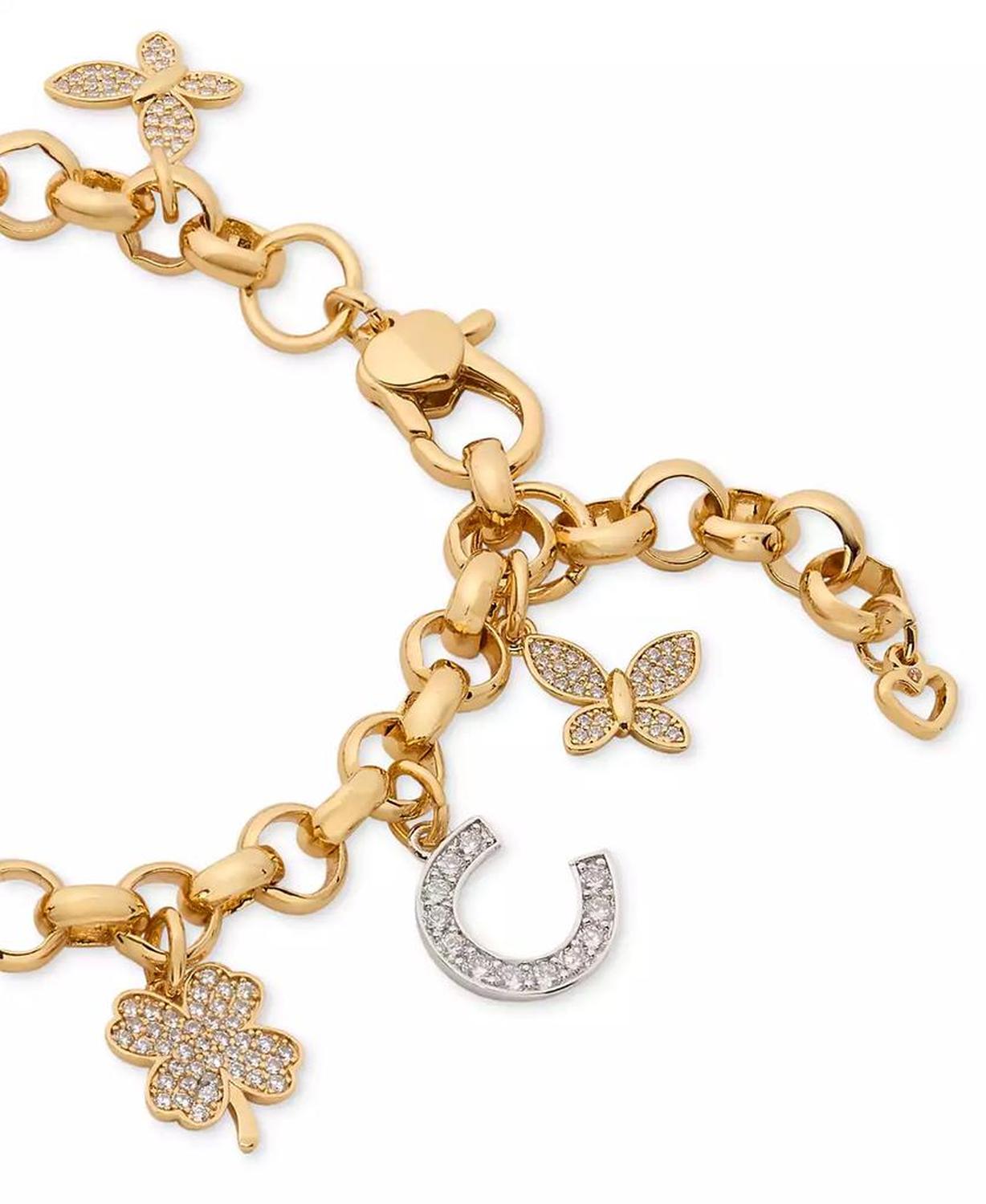 Two-Tone Cubic Zirconia Pavé Lucky Charm Bracelet