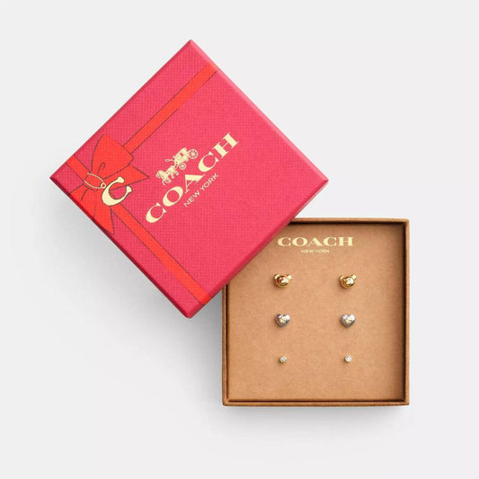 Coach Outlet Teddy Bear Heart Stud Earrings Set