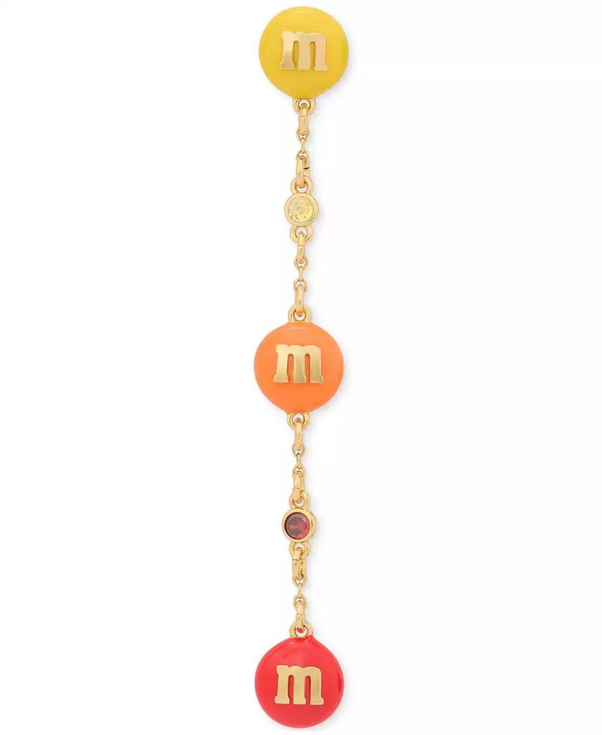 M&M X Gold-Tone Multicolor M&M Linear Drop Earrings