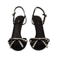 Dolce & Gabbana Elegant Black Viscose Ankle Strap Sandals with Crystals