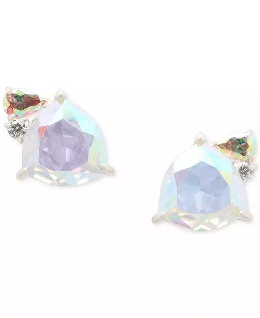 Silver-Tone Mixed-Cut Cubic Zirconia Stud Earrings