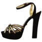 Dolce & Gabbana Elegant Black Gold Ankle Strap Heels Sandals