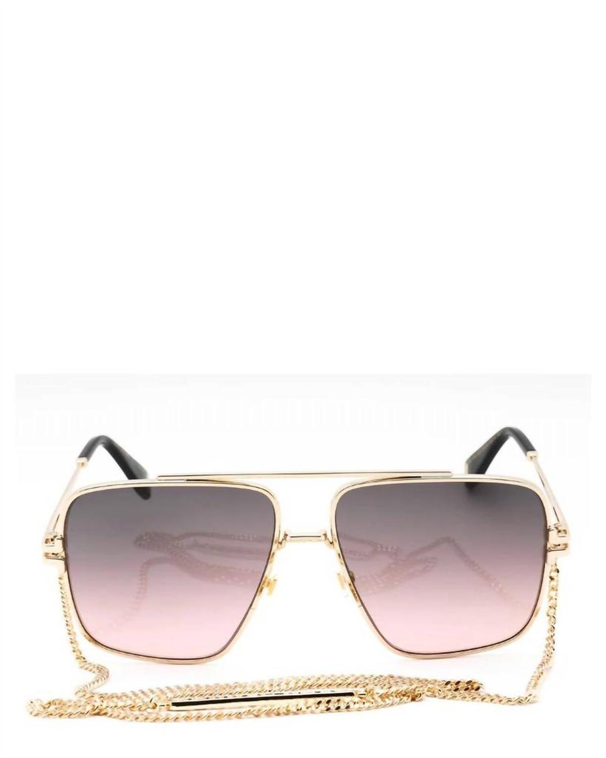 Women's Square Aviator Sunglasses In Gold Black/brown Pink