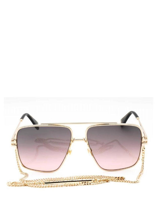 Women's Square Aviator Sunglasses In Gold Black/brown Pink