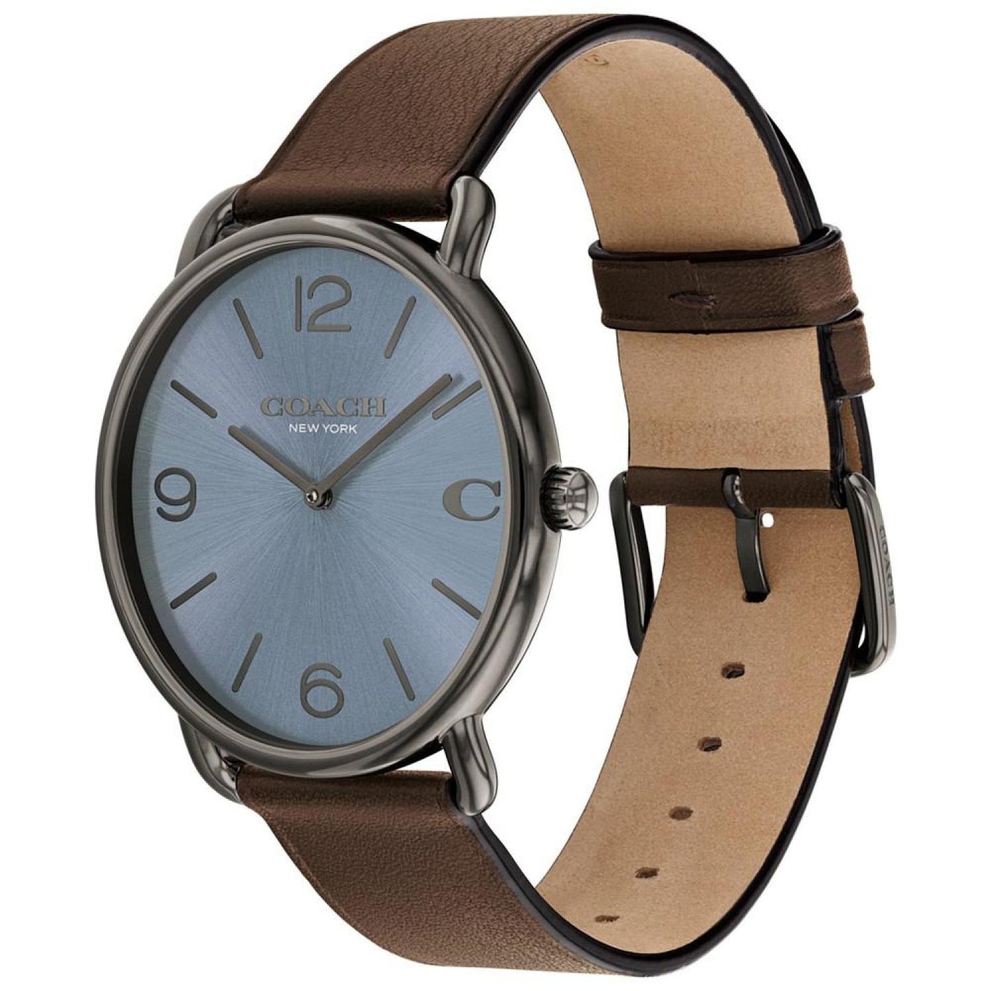 Unisex Elliot Dark Brown Leather Strap Watch, 40mm