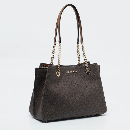 Brown Signature Coated Canvas And Leather Teagan Tote