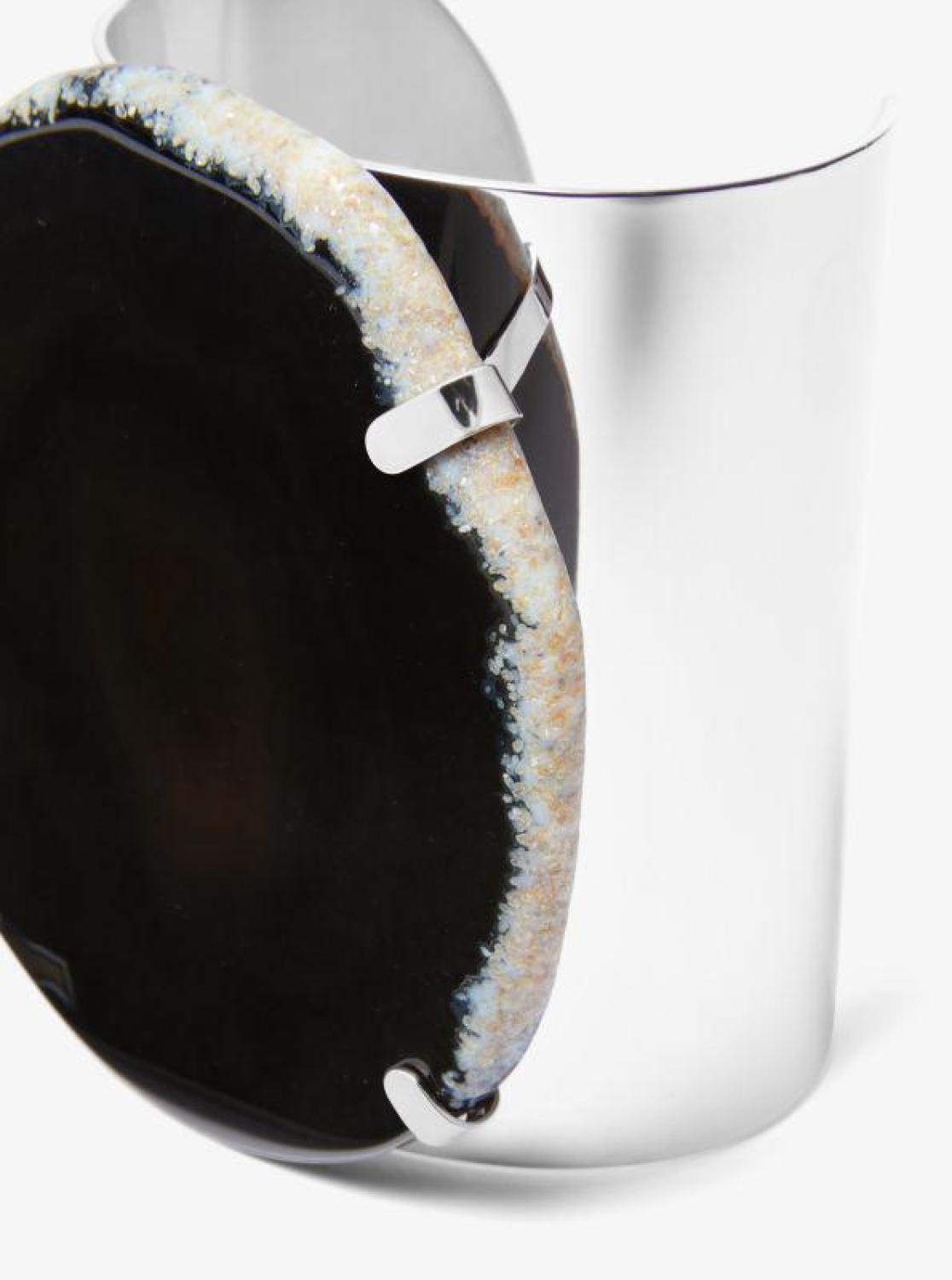 Precious Metal-Plated Brass and Agate Cuff