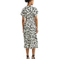 Leaf-Print Belted Crepe Dress