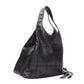 CHANEL black ruthenium CC logo square stitched tassel shoulder hobo bag