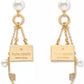 Gold-Tone Imitation Pearl, Logo & Shoe Charm Drop Earrings