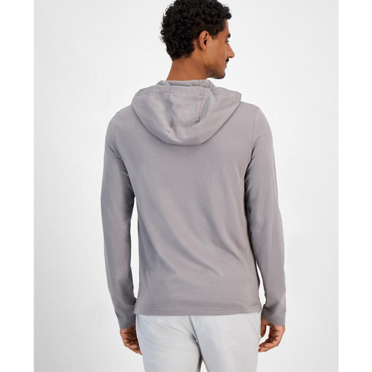 Men's Premium Textured Long Sleeve Henley Hoodie