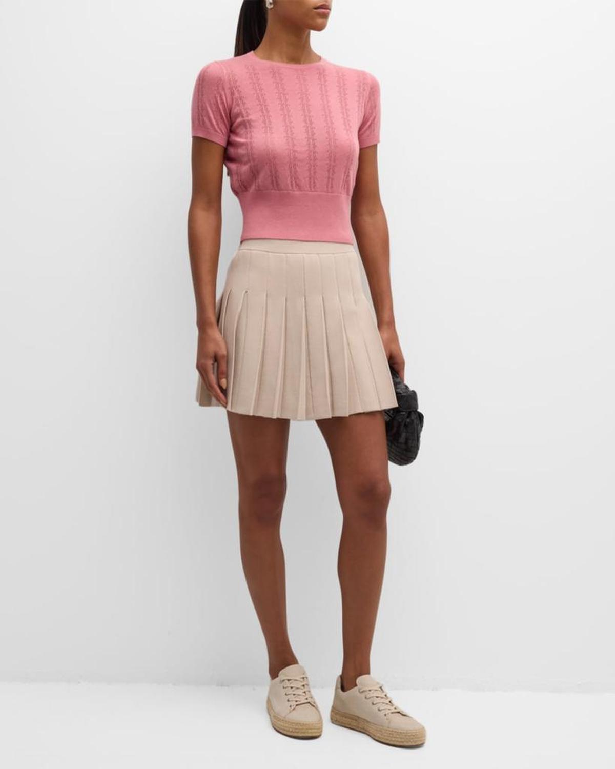 Mino Pleated Knit Mini Skirt